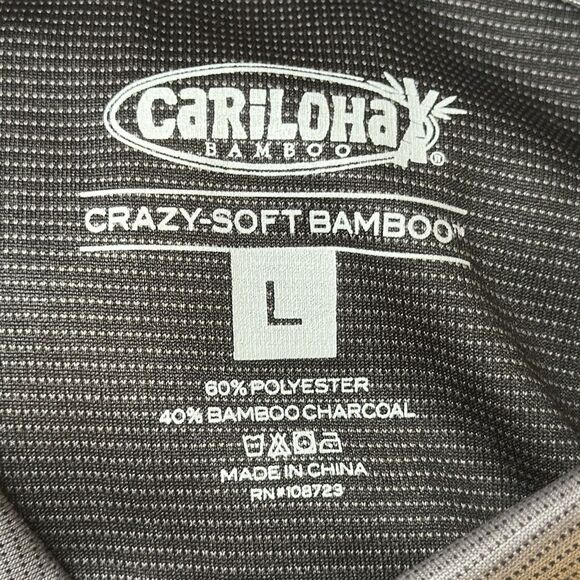 Cariloha Polo shirt Mens Large Gray Bamboo 4 Button Button Down Preppy Trendy - Picture 6 of 9
